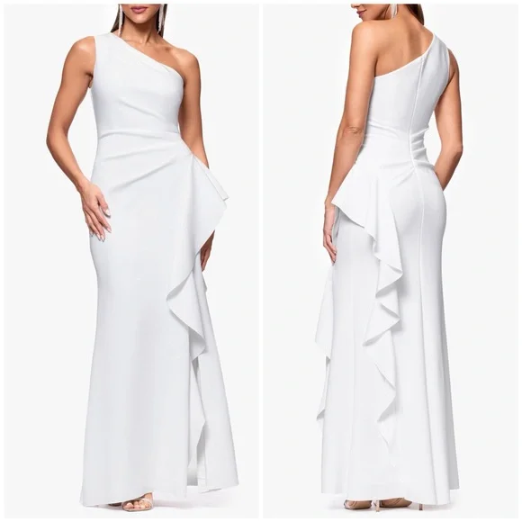 strapless open back dress Anaya With Love Recycled Black One Shoulder Tiered Midi Dress – Maya Deluxe